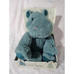 BNIB New Aroma Home Hot Hugs Hippopotamus Plush Microwaveable Teal 9.5" Hippo